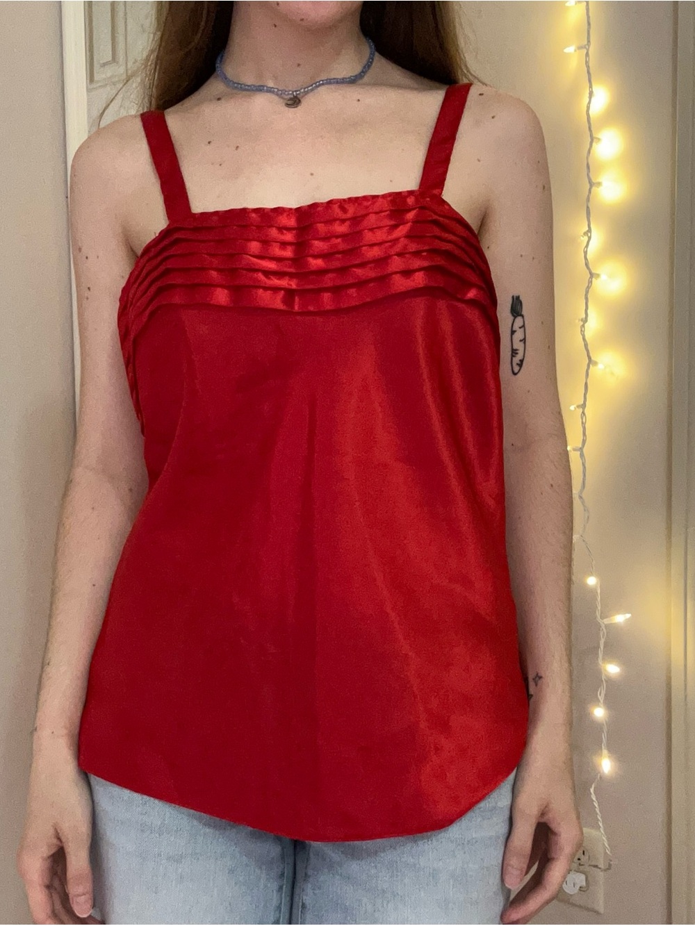 Vintage 90s Red Satin Tank Top